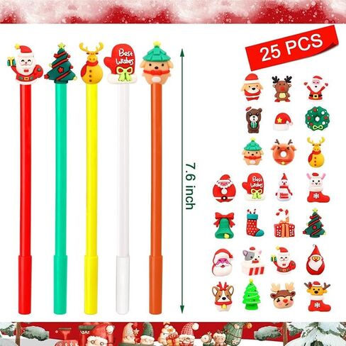 25 قلمًا من أقلام عيد الميلاد من Mluchee، حبر جل كبير للشتاء، أقلام كرتونية لطيفة للحفلات، شجرة عيد الميلاد، سانتا كلوز، رجل الرنة، قلم الرنة لقضاء العطلات، هدايا الحفلات، مكتب المدرسة، 25 نمطًا in Kuwait
