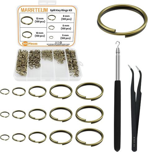 500 Pcs Double Open Jump Rings Kit, Stainless Steel Mini Round Split Craft Jump Keychains Key Ring with Double Loops Connectors for Jewelry Making, Bracelets Necklace Repair, DIY (4, 6, 8, 10, 12mm) in Saudi Arabia