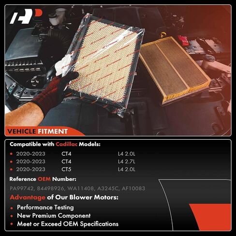 فلتر هواء المحرك الممتاز متوافق مع كاديلاك CT5 2020-2023، CT4 2020-2023، 2.0L 2.7L، استبدال # 84498926 in Saudi Arabia