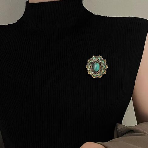 Vintage Baroque Cat's Eye Stone Brooch Pin for Women - Unisex Vintage Suit Lapel Pin in Saudi Arabia
