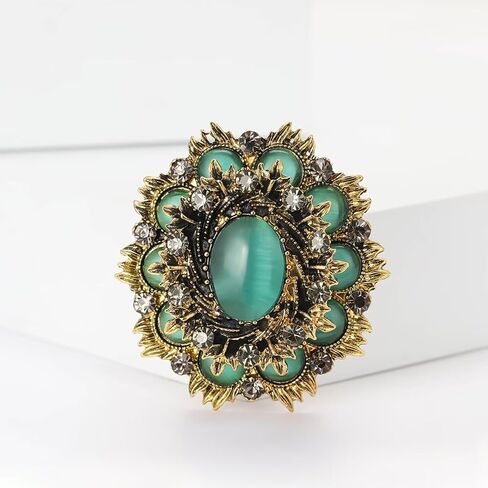 Vintage Baroque Cat's Eye Stone Brooch Pin for Women - Unisex Vintage Suit Lapel Pin in Saudi Arabia