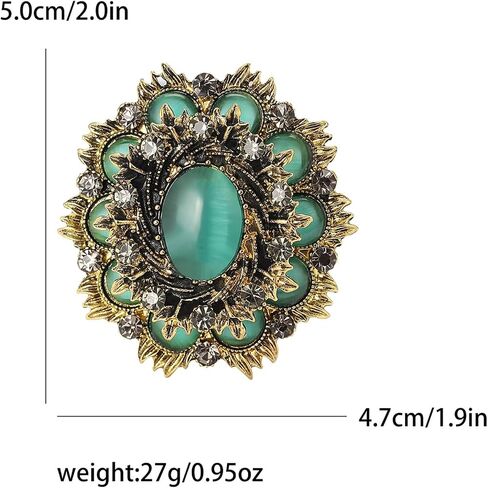 Vintage Baroque Cat's Eye Stone Brooch Pin for Women - Unisex Vintage Suit Lapel Pin in Saudi Arabia