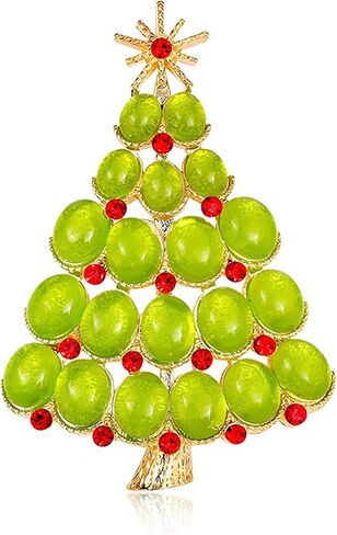 Christmas Tree Brooch Pin for Women Men Vintage Multi-Colored Rhinestone Brooch Sparkly Wishing Tree Pins Xmas Cute Festive Party Jewelry in Saudi Arabia