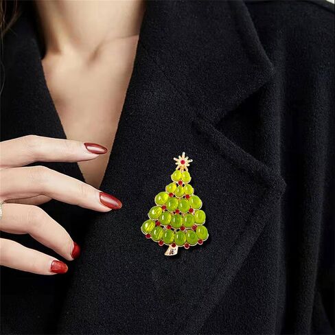 Christmas Tree Brooch Pin for Women Men Vintage Multi-Colored Rhinestone Brooch Sparkly Wishing Tree Pins Xmas Cute Festive Party Jewelry in Saudi Arabia