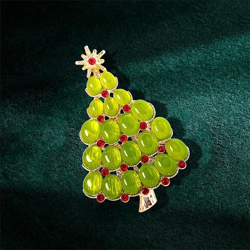 Christmas Tree Brooch Pin for Women Men Vintage Multi-Colored Rhinestone Brooch Sparkly Wishing Tree Pins Xmas Cute Festive Party Jewelry in Saudi Arabia
