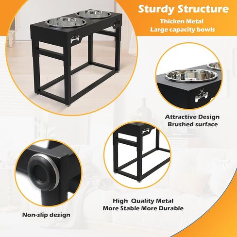 Elevated Dog Bowls for Large Dog,Extra Large Dog Food Bowls with Slow Feeder 135oz Food Water Bowl Stand with Anti Slip Feet - 8 Heights Adjustable-Ideal Feeding Stand for Extra Large Breeds in Saudi Arabia