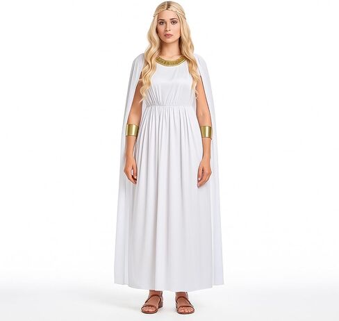 Mepase Women's Greek Goddess Costume Set Halloween Athenian Goddess Dress with Bracelet Golden Wig for Halloween Cosplay in Saudi Arabia