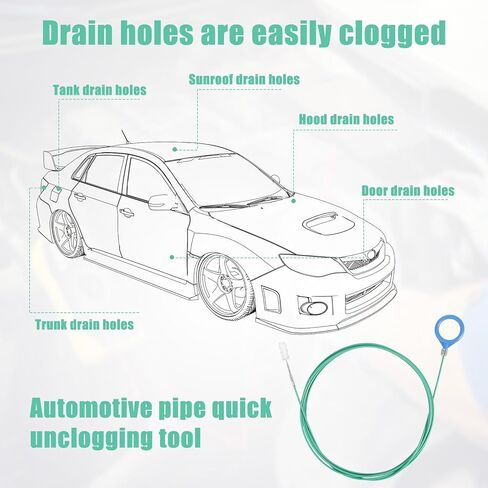 أداة تنظيف فتحة السقف، منظفات أنبوبية طويلة 118 بوصة مع فرشاة تنظيف الأنابيب، والقفازات، والمحقنة، وخرطوم الحقنة، لممسحة السيارة وفتحة تصريف صندوق السيارة in Kuwait