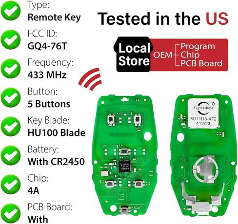Replacement for 2019 2020 2021 2022 2023 Dodge Ram Pickup 2500 3500 4500 5500 Key Fob Remote Control GQ4-76T 5 Buttons 433MHz in Saudi Arabia