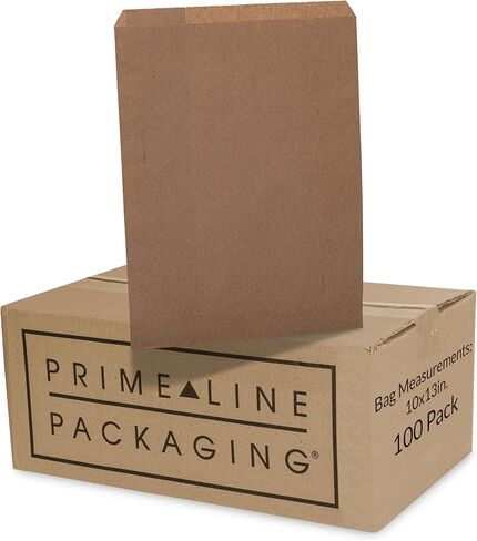 Prime Line Packaging Flat Paper Bags, Kraft Merchandise for Small Businesses, Crafts, Prints, Cards, Photos, Wrapping, Shopping, Bulk, 9x12, 100 Count in Kuwait