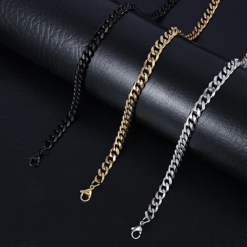Eigso Mens Stainless Steel Chain Necklaces Vintage Gold 3MM / 5MM / 7MM Cuban Link Chain Necklace for Man Woman in Saudi Arabia