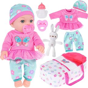 ebuddy 12 inch Baby Doll and Accessories-Reborn Baby Dolls Real Life Baby Dolls with 3 Sets Clothes,Backpack,Pacifier, Bottle in Kuwait