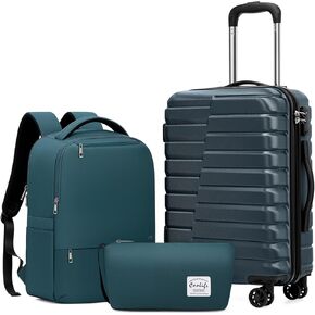 COOLIFE Expandable Suitcase PC ABS TSA Luggage 3 Piece Set Lock Spinner Carry on (Teal blue) in Kuwait