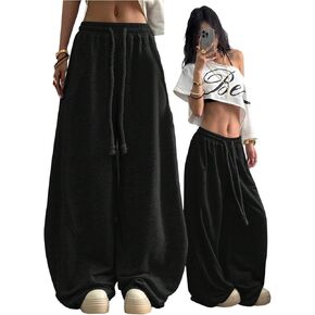 GORGLITTER Women's Barrel Sweatpants Y2K Elastic Waist Baggy Sweats Lightweight Oversized Trousers Pants in Kuwait
