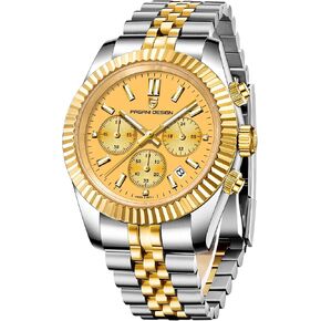 ساعات CEYADG Pagani Design كرونوغراف للرجال، 40 ملم ساعة يد فاخرة للأعمال، حركة VD53 اليابانية، التاريخ، ذهبي in Kuwait