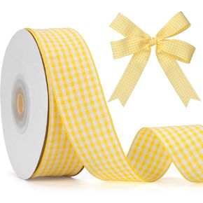 Gingham Ribbon Checkered Ribbon, Red and White Taffeta Plaid Ribbon 1 Inch x 25 Yards, Red Check Wide Ribbon for Gift Wrapping, Picnic, DIY Crafts, Wreath, Wedding, Home Decor in Kuwait