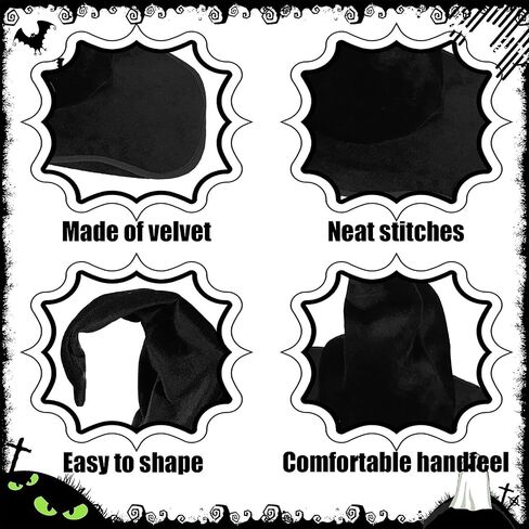 Lachouhaox Witch Wizard Hat, Large Black Sombrero Velvet Wicked Hat Women Men Halloween Cosplay Accessories for Masquerade in Saudi Arabia