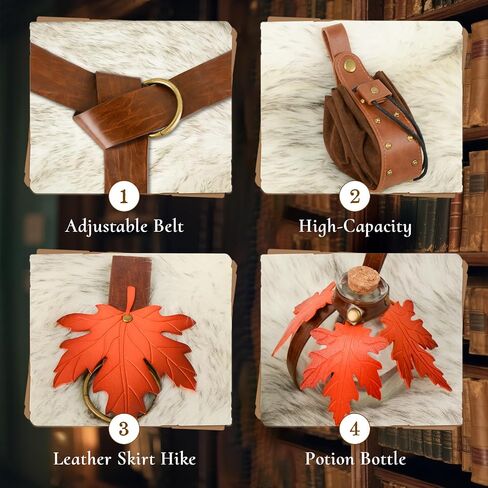 Renaissance Belt Medieval Pouch Belts Purse Leather Drawstring Pouch Potion Bottles Skirt Hikes Costume Women Accessories in Saudi Arabia