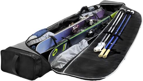 KANTAJA Double Roller Ski Bag - Ultra Durable, Spacious Rolling Ski Carrier and Ski Gear Storage - Double Ski Bag with Wheels - Premium, Water Resistant Ski Storage and Travel Bag in Kuwait
