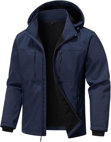 GGleaf Men's Softshell Jacket with Hood Waterproof Windbreaker Lightweight Rain Shell Jacket for Outdoor Hiking in Saudi Arabia