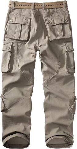 Men's Fleece Lined Camo Hiking Tactical Ripstop Pants Winter Outdoor Work Cargo Pants with 8 Pockets(No Belt) in Kuwait