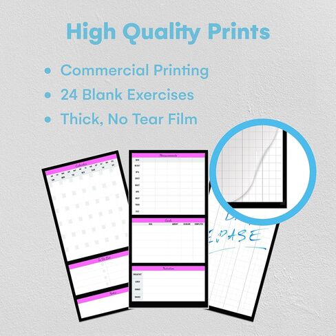 ملصق تقويم التمرينات الجافة - تقويم اللياقة البدنية، مخطط التمرين، قائمة المهام، قسم ملاحظات مخطط اللياقة البدنية لتتبع التمرينات وصالة الألعاب الرياضية المنزلية in Kuwait