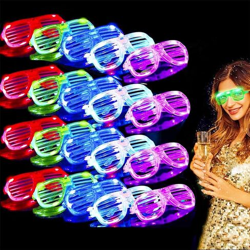20 Pack LED Glasses New Years Eve Party Supplies, 6 Colors Light Up Glasses Shutter Shades Glow Sticks Glasses Led Party Sunglasses Kids/Adults Glow In Dark New Years 2025 Party Favors Neon Glow Toys in Kuwait