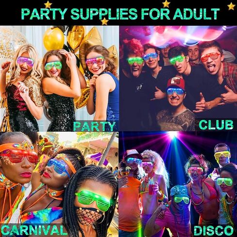 20 Pack LED Glasses New Years Eve Party Supplies, 6 Colors Light Up Glasses Shutter Shades Glow Sticks Glasses Led Party Sunglasses Kids/Adults Glow In Dark New Years 2025 Party Favors Neon Glow Toys in Kuwait