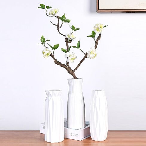 White Ceramic Vase for Home Decor, Small Modern Cute Vases for Flower Bouquet Pampas Grass Tulips Rose Dried Flowers Plant Bud, Table centerpieces,Living Room Dining Room,Office Decor, 8.3 Inch in Saudi Arabia