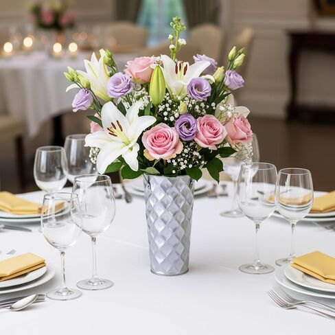 6 Pcs Galvanized Flower Bucket 9 Inch Metal Vases for Flowers Farmhouse French Bucket with Handles, Floral Vases for Bar Home Wedding Bouquet Table Centerpiece Decoration Supplies (Black) in Kuwait
