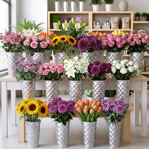 6 Pcs Galvanized Flower Bucket 9 Inch Metal Vases for Flowers Farmhouse French Bucket with Handles, Floral Vases for Bar Home Wedding Bouquet Table Centerpiece Decoration Supplies (Black) in Kuwait