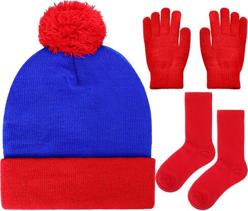 Shinymoon Halloween Character Cosplay Knit Pom Beanie Hat Glove Socks Halloween Headdress for Men Women Costume Accessories in Saudi Arabia