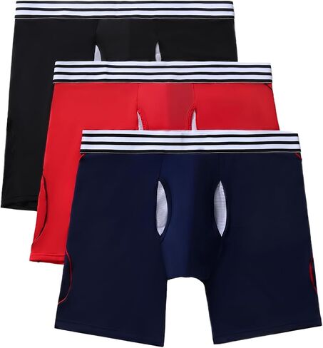 Men's Boxer Briefs - Moisture Wicking & No Ride Up, Ultra Soft Breathable Underwear,Athletic,3 Pack in Saudi Arabia