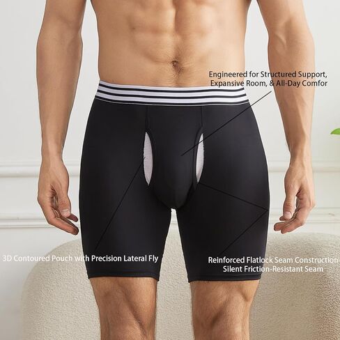 Men's Boxer Briefs - Moisture Wicking & No Ride Up, Ultra Soft Breathable Underwear,Athletic,3 Pack in Saudi Arabia