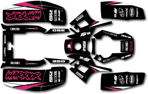 مجموعة رسومات Shift Racing باللونين الأسود والوردي تناسب بداية Yamaha Warrior 350 87-04 الكهربائية in Saudi Arabia