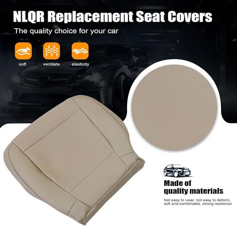 NLQR أغطية مقاعد بديلة للسائق والركاب من الجانب السفلي والعلوي من الجلد المثقوب متوافق مع Ford F150 Lariat SuperCrew SuperCab 2015 2016 2017#HG أو EG متوسط ​​اللون بلون الجمل الفاتح in Saudi Arabia