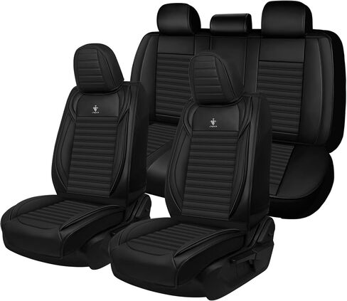 Car Seat Cover for Nissan Xterra 2000-2015 Full Coverage Nappa Leather Car Seat Protector, Fashion Anti-Slip Waterproof Breathable Easy to Install, Auto Interior Accessories(Full Set,Black&Black) in Saudi Arabia