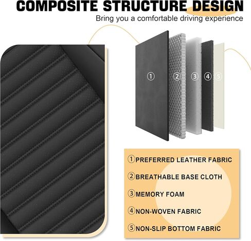 Car Seat Cover for Nissan Xterra 2000-2015 Full Coverage Nappa Leather Car Seat Protector, Fashion Anti-Slip Waterproof Breathable Easy to Install, Auto Interior Accessories(Full Set,Black&Black) in Saudi Arabia