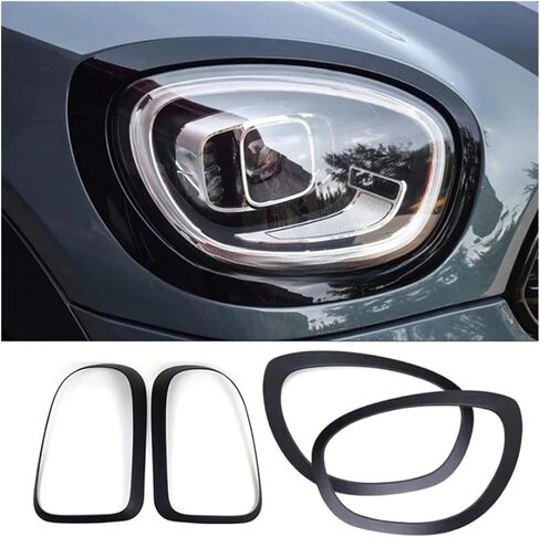 قطعتان من غطاء الضوء الخلفي لرأس حواجب السيارة وإطار خلفي للمصباح الخلفي متوافق مع Mini Cooper S JCW F60 Countryman (خلفي أسود (قطعتان)) in Saudi Arabia