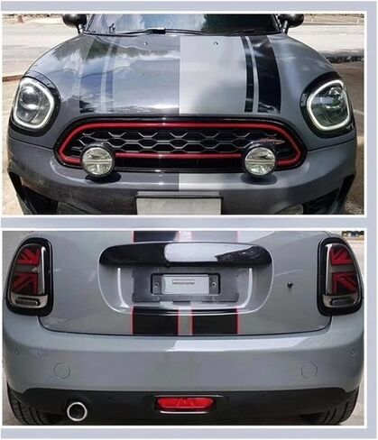 قطعتان من غطاء الضوء الخلفي لرأس حواجب السيارة وإطار خلفي للمصباح الخلفي متوافق مع Mini Cooper S JCW F60 Countryman (خلفي أسود (قطعتان)) in Saudi Arabia