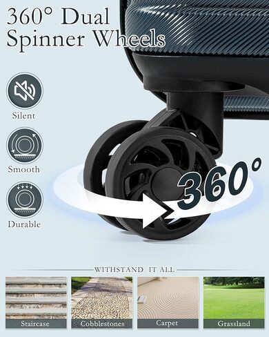 COOLIFE Expandable Suitcase PC ABS TSA Luggage 3 Piece Set Lock Spinner Carry on (Teal blue) in Kuwait