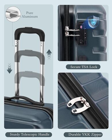 COOLIFE Expandable Suitcase PC ABS TSA Luggage 3 Piece Set Lock Spinner Carry on (Teal blue) in Kuwait
