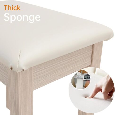 مقعد بيانو بارتفاع قابل للتعديل/مقعد بيانو مزود بوحدة تخزين، مصنوع من الخشب الصلب مع طلاء لامع، ووسادة سميكة in Kuwait