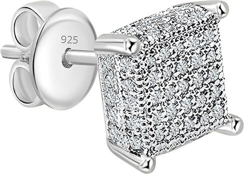 Dazzlingrock Collection Round White Diamond 8.5mm Dice Shape 1Pc Hip Hop Stud Earring (0.28 ctw, Color I-J, Clarity I2-I3) in 925 Sterling Silver, Unisex Design Ladies, Mens Real Diamond Earrings in Saudi Arabia