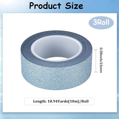 GORGECRAFT 3 Rolls 16.4 Yard x 0.6 Inch Glitter Adhesive Tape Foil Masking Tapes Gold Washi Paper Stick for DIY Scrapbook Decorative Adhesive Tapes Craft and Gifts in Saudi Arabia
