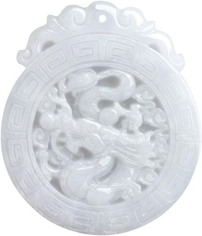 Jade Necklace, Hand Carved Natural Jade Dragon Necklace Pendant, Grade A Untreated Jadeite Feng Shui Necklaces for Women and Men, Zodiac Stone Amulet for Bring Wealth Fortune and Luck in Saudi Arabia