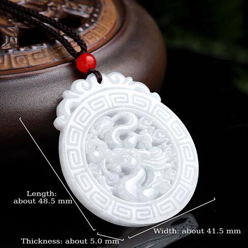 Jade Necklace, Hand Carved Natural Jade Dragon Necklace Pendant, Grade A Untreated Jadeite Feng Shui Necklaces for Women and Men, Zodiac Stone Amulet for Bring Wealth Fortune and Luck in Saudi Arabia