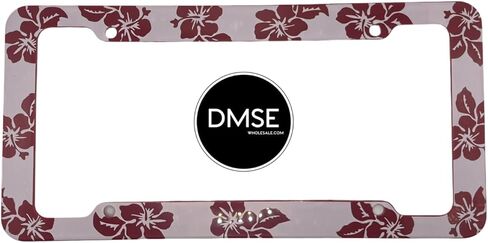 DMSE زهرة الكركديه الاستوائية Aloha Mahalo Hawiian Hawaii غطاء إطار لوحة ترخيص بلاستيكي تصميم ديكور رائع لأي سيارة أو شاحنة (وردي) in Kuwait