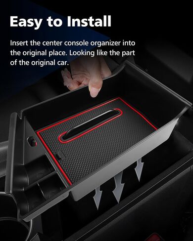 منظم وحدة التحكم المركزية من FIILINES متوافق مع علبة وحدة التحكم Toyota Camry 2025 وصندوق تخزين مسند الذراع الثانوي وملحقات حاوية ABS مع حصائر زرقاء وحصائر سوداء in Kuwait