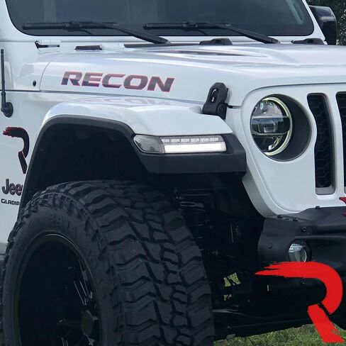 RECON - Fits 18-25 Jeep Wrangler JL & Gladiator Front Fender Ultra Bright Side Marker LED Lights (WHITE LED, CLEAR LENS) in Saudi Arabia